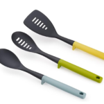 Duo 3-piece Utensil Set with integrated tool rest, Hygienic Cooking Kitchen Utensils Set for use with non-stick cookware, Opal