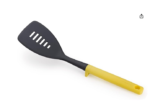 Duo Slotted Turner with integrated tool rest, Hygienic Cooking Kitchen Utensil for use with non-stick cookware, Light Yellow