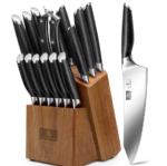 16-Piece Kitchen Knife Set with Block, Powder Steel High Carbon Steel Knife Block Set, Ultra Sharp Professional Chef Knife Set with Sharpener