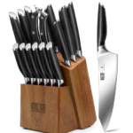 16-Piece Kitchen Knife Set with Block, Powder Steel High Carbon Steel Knife Block Set, Ultra Sharp Professional Chef Knife Set with Sharpener