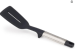 Elevate Silicone Slotted Turner, BPA Free, Heat Resistant Non Stick Kitchen Utensil, Weighted Stainless Steel Handle, Black