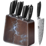 8 Pieces Knife Set with Magnetic Block, Ultra Sharp Powder Steel Knife Block Set, Professional Chef Knife Sets with Ergonomic Handle & Knife Sharpener