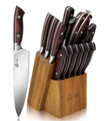 itchen Knife Set, 16-Piece Knife Sets for Kitchen with Block Japanese Stainless Steel Knives Set with Sharpener Ultra Sharp Professional Chef Knife Set with Ergonomic Handle for Cutting