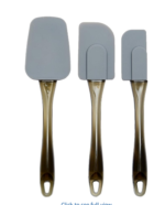 Rectangular Silicone Spatulas, 3 Piece Set (small, medium and large), Gray
