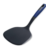 Pancake Turner with Flattened Edges, Extra Large Spatula, Soft-Touch Handle, Making & Serving Pancakes Crêpes, Suitable for Coated Pans, Dimensions: 34x15x6cm, Colour: Dark Blue, Grey