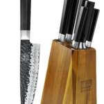  7-Piece Knife Set with Block, Hand Forged 7-Layer, Japanese 9Cr18MoV High-Carbon Stainless Core, Professional Chef Knives, Ultra-Sharp, Octagonal G10 Handle