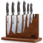 7 Pieces Kitchen Knife Set, Japanese High Carbon Stainless Steel Magnetic Knife Block Set, Ultra Sharp Chef Knives Sets with Ergonomic Pakkawood Handle