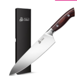 Kitchen Knife, Meat and Vegetable Cleaver, Japanese Steel, Black, Blade Cover Included, 15 cm (6")