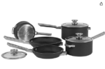 6 Pcs Stainless Steel Saucepan Essential Cookware Set with Glass Lids & Sturdy Handles Pot Prima Kitchen Cook Home Chef Cooking Sauce Pan Housewarming Gifts 