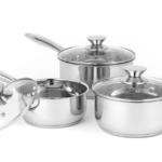 ZEROSTICK Stackable Cookware 5-Piece Pan Set, Non-Stick, 3 Saucepans with Oven-Safe Glass Lids & 2 Frying Pans, Long Lasting Hard Anodised Aluminium, Grey