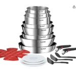 3 Piece Saucepan Set - Stainless Steel, Includes 16/18/20 cm Cooking Pan with Tempered Glass Lids and Steam Vents, Dishwasher Safe, Suitable for All Hob Types