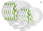 Opalware Dazzle Series Bamboo Groove Dinner Set, 18 Units | Opal Glass Dinner Set for 6 | Light-Weight, Daily Use Crockery Set for Dining | White Plate and Bowl Se
