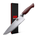 Kitchen Knife, Meat and Vegetable Cleaver, Japanese Steel, Black, Blade Cover Included, 15 cm (6")