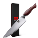 Kitchen Knife, Meat and Vegetable Cleaver, Japanese Steel, Black, Blade Cover Included, 15 cm (6")