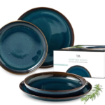 Crafted Denim, 4-Piece Dinner Set, Premium Porcelain, Turquoise
