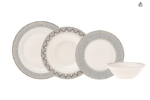 Porcelain Dinner Set for 6 People - 24-Piece Crockery Set with Plates and Bowls Set, Round Dinnerware Set & White Gold Dinner Set