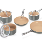 20-Piece Pots and Pans Sets with Removable Handles, Non-Stick Cookware Set, Stackable Granite Pots and Pans with Glass Lids, Space-Saving for Campervans