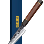 7 Inch Nakiri Knife, Japanese High Carbon Stainless Steel Chef Knife, Multipurpose Meat Vegetable Sharp Kitchen Knife with Ergonomic Pakkawood Handle