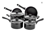 Premier Professional Induction Hob Pan Set of 5 - Non Stick Pots and Pans Set with Glass Lids & Soft Grip Handles, Dishwasher Safe Saucepan Set, Black