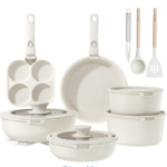6 Piece Non Stick Induction Cookware Set, with Lids, Black