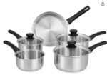 Titanium Stone Induction Non-Stick 5pc Set: Saucepan 16/18/20 + lids, Frying pan 24/28cm, High-Performance Non-Stick Coating, Metal Safe, All Hobs Including Induction