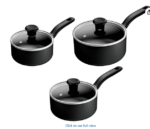 5-Piece Stainless Steel Induction Cookware Set – Black Handle (Milk Pan, Saucepans & Frying Pan) – Durable, Easy-Clean, Dishwasher Safe