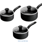 5-Piece Stainless Steel Induction Cookware Set – Black Handle (Milk Pan, Saucepans & Frying Pan) – Durable, Easy-Clean, Dishwasher Safe