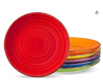 Bonita Dinner Plates Set of 6, 8.5 inch Scratch Resistant Ceramic Dinnerware Set, Dishwasher and Microwave Safe, as a Dessert Plates, Pasta Plate, Salad Plate, for Main Course, Warm Color