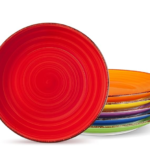 Bonita Dinner Plates Set of 6, 8.5 inch Scratch Resistant Ceramic Dinnerware Set, Dishwasher and Microwave Safe, as a Dessert Plates, Pasta Plate, Salad Plate, for Main Course, Warm Color