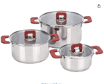 Ceramic Non-Stick Pots and Pans, 11-Piece Cookware Set, PFOA- and PTFE-Free, Black/Cream