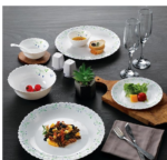 Opalware Dazzle Series Tropical Lagoon Dinner Set, 18Pcs | Opal Glass Dinner Set for 6 | Light-Weight, Daily Use Crockery Set for Dining | White Plate and Bowl Set