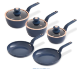  Linear Non Stick Induction Saucepans Sets With Lids, Easy Clean, Black and Rose Gold, 3 Piece Set, 16/18/20 cm