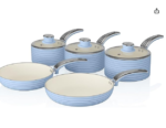 Set of 15 Pots and Pans, Non-Stick Cookware Set, Granite Induction Cookware Non-Stick Set with Frying Pans and Saucepans (PFOS, PFOA Free) (Green)