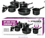 Cookware Set, 12 Piece Pots and Pans with Utensils, Nonstick PFOA Free Scratch Resistant Cooking Surface Compatible with All Stoves, Nylon and Aluminum, Black