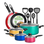 20-Piece Pots and Pans Sets with Removable Handles, Non-Stick Cookware Set, Stackable Granite Pots and Pans with Glass Lids, Space-Saving for Campervans