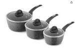 Origins Stone 5 Piece, Non-Stick, Pots & Pan Set, All Hobs Compatible Except Induction, (16/18/20CM Saucepans with Glass lids, 20/24CM Frying Pans)