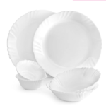 Opalware Imperial Series Plain Dinner Set, 6Pcs | Opal Glass Dinner Set of 6 | Light-Weight, Daily Use Crockery Set for Dining | White Plate and Bowl Set