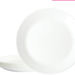 Ultra Round 6 Pieces 10 Inch Opal Glass Crack and Chip Resistant Dishes, Lightweight Round Dinnerware Set Plates, Microwave & Dishwasher Safe